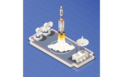 Space Research Isometric Composition 2 201260727 Vector Illustration Concept