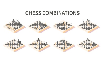 Chess Combinations Isometric Set 201260736 Vector Illustration Concept