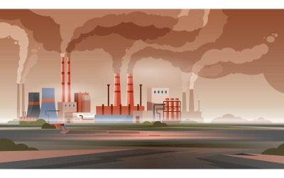 Ilustração de fábrica da cidade de poluição do ar 201251817 Conceito de ilustração vetorial