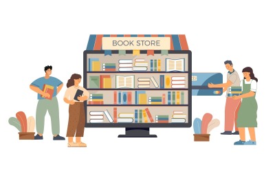 Book Shop Online Flat 201260204 Vector Illustration Concept