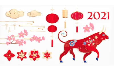 Chinese New Year Set 201230937 Vector Illustration Concept