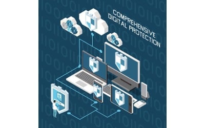 Digital Privacy Personal Data Protection Isometric 201210912 Vector Illustration Concept