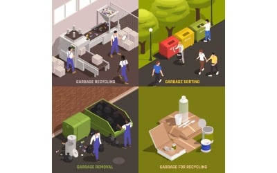 Garbage Recycling Isometric 201210120 Vector Illustration Concept