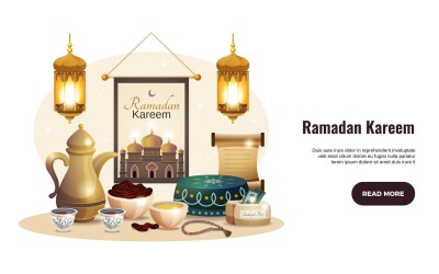 Banner orizzontale del Ramadan 210100313 Illustrazione vettoriale Concept