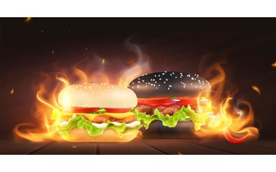 Burger Constructor reális összetétele 201230938 vektoros illusztráció koncepció
