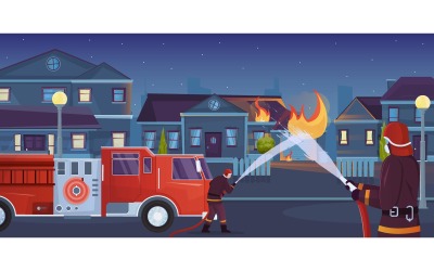 Piatto 210151102 dell&amp;#39;illustrazione di vettore della città dei vigili del fuoco Concept