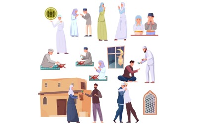 Ramadan Set Flat 201251132 Vector Illustration Concept