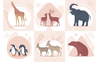 Wildlife složení sada plochý 201250608 vektorové ilustrace koncept