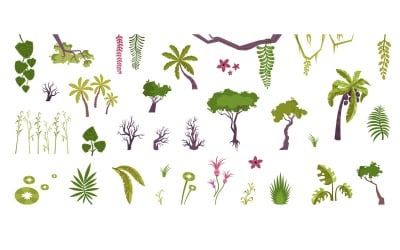 Plants Set Flat 210150711 Vector Illustration Concept