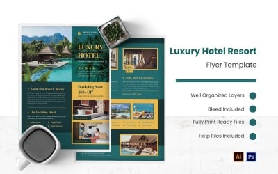 Folheto de resort em hotel de luxo
