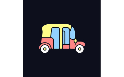 Auto-Rikscha-RGB-Farbsymbol für dunkle Themenvektoren