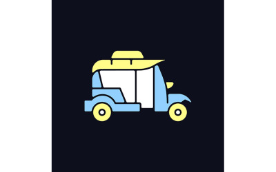 Bangkok Tuk-Tuk RGB icona a colori per vettori di temi scuri