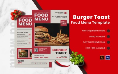 Burger Toast Food Menu Template
