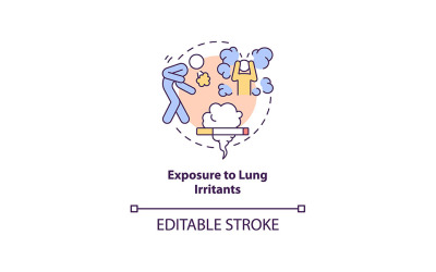 Exposição a vetores de ícones conceituais de irritantes pulmonares