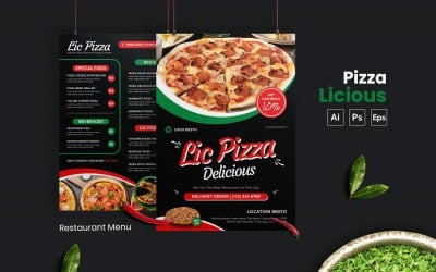 Modello di menu per pizza Licious Food