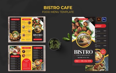 Modelo de menu de comida do Bistro Cafe