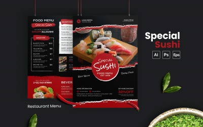 Modelo de menu de comida especial de sushi