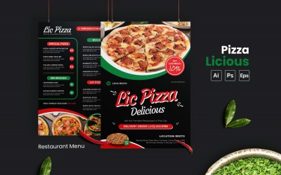 Šablona menu pizza licious