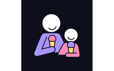 Eating Ice Cream Together RGB Color Icon For Dark Theme Vectors