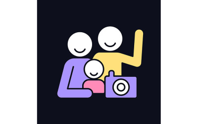 Familjefoto RGB-färgikon för mörka temavektorer