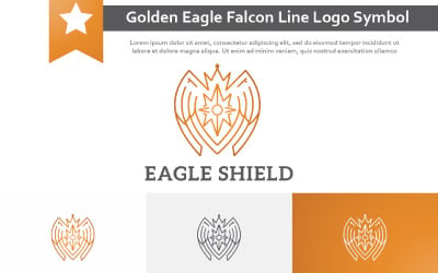 Golden Eagle Falcon Oiseau Bouclier Couronne Ligne Logo Symbole