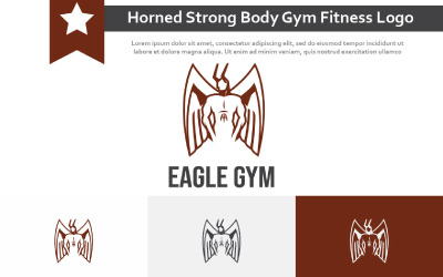 Horned Eagle Man Wings Strong Body Builder Gym Fitness Center Logotyp