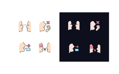 Migliora la comunicazione quotidiana Set di icone di colori RGB a tema chiaro e scuro