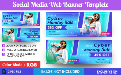 Cyber Monday Sale Facebook Cover Web Element Templete Social Media