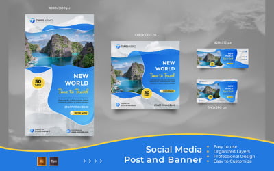 Reisemarketingagentur - Social Media Post- und Bannervorlagen