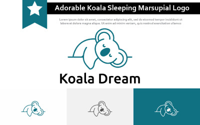 Rüyada Keseli Hayvan Çizgisinde Uyuyan Çok Güzel Koala Logosu
