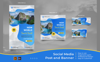 Travel Marketing Agency - Social Media Post And Banner Templates