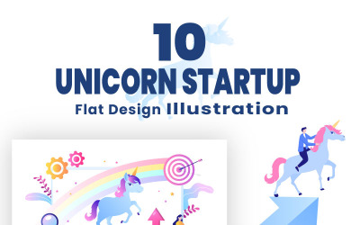 10 Unicorn Business Startup Illustration
