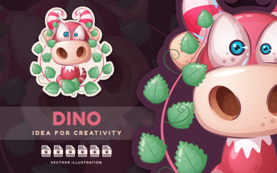 Cartoon Character Animal Monster Dino - Sticker, Graphics Illustration