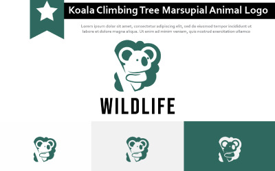 Cute Koala Climbing Tree Marsupial Animal Zoo Nature Logo