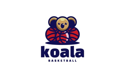 Koala con logotipo simple de baloncesto