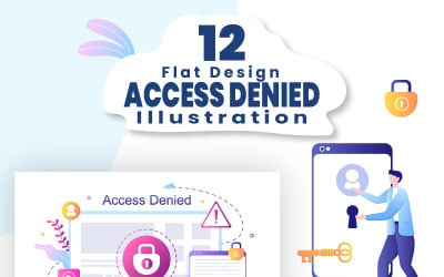 12 Login Access Denied Vector Illustration