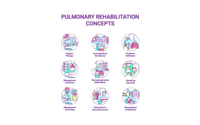 Lungenrehabilitationskonzept Icons Set