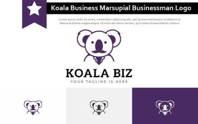 Moustache Koala Business Logo podnikatel vačnatec zvířat