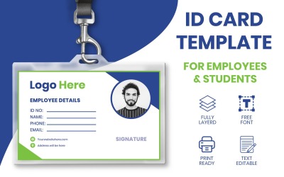 Atraktivní a moderní šablona ID karty pro zaměstnance/studenty.