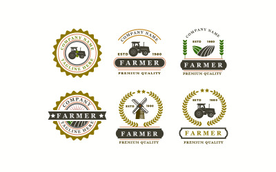 Conjunto de insignias de diseño de logotipo de granjero