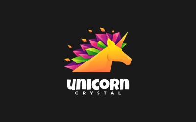 Einhorn-Kristall-Farbverlauf-buntes Logo