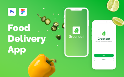 Greeneat - Modèle d&amp;#39;interface utilisateur d&amp;#39;application mobile de livraison et de recettes de plats modernes