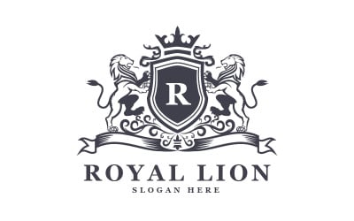 Royal Lion Heraldic Logo Design
