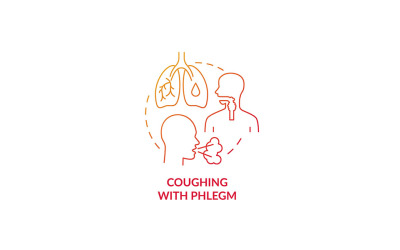 Coughing With Phlegm Red Gradient Concept Icon