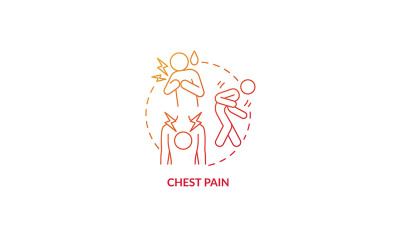 Icono de concepto degradado rojo de dolor de pecho