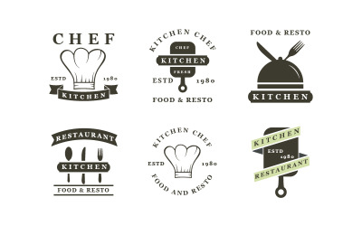 Zestaw odznak kuchnia Logo Design