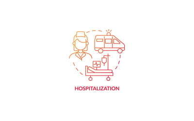 Значок концепции красный градиент госпитализации