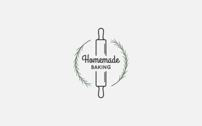Bakery Logo With Rolling Pin And Rosemary