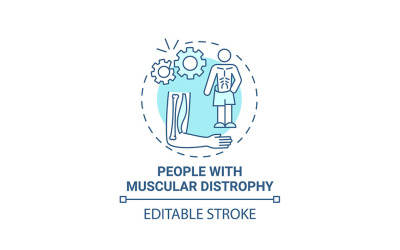 Pessoas com distrofia muscular ícone de conceito azul