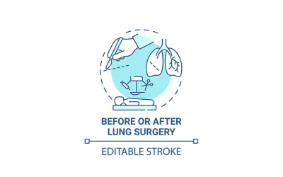 Prima e dopo la chirurgia polmonare blu concetto icona